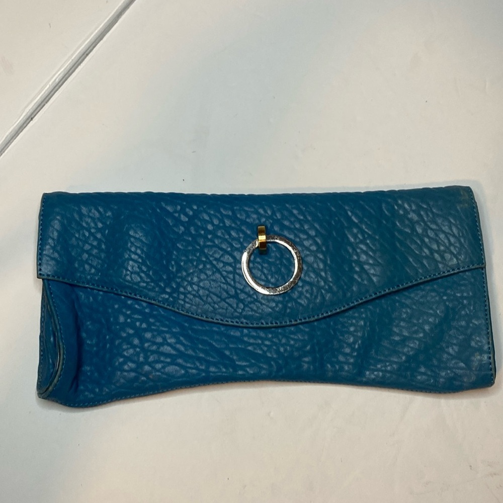 Alexis Hudson teal leather clutch